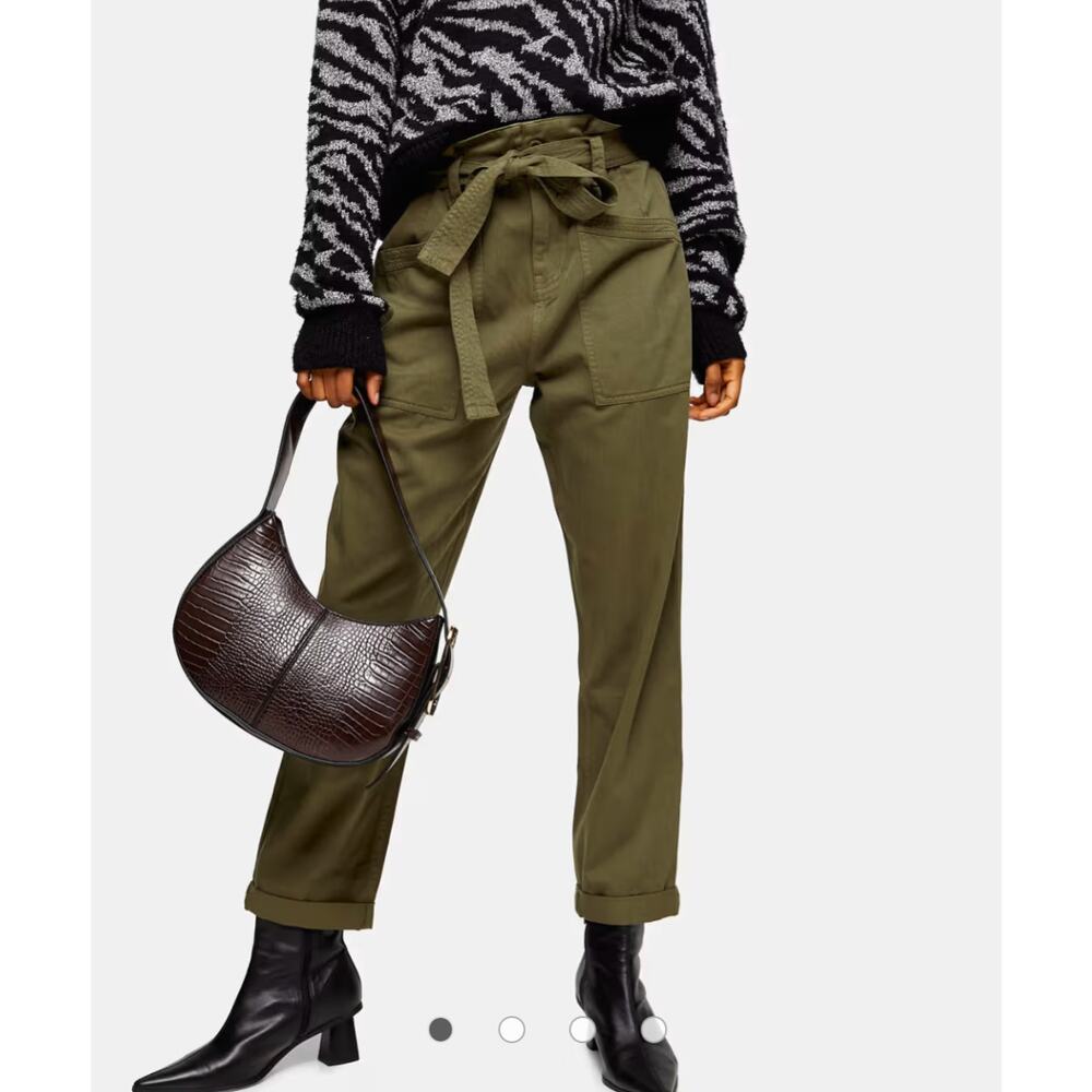 Topshop - Paperbag Utility Trousers /  4 / Green / NWT